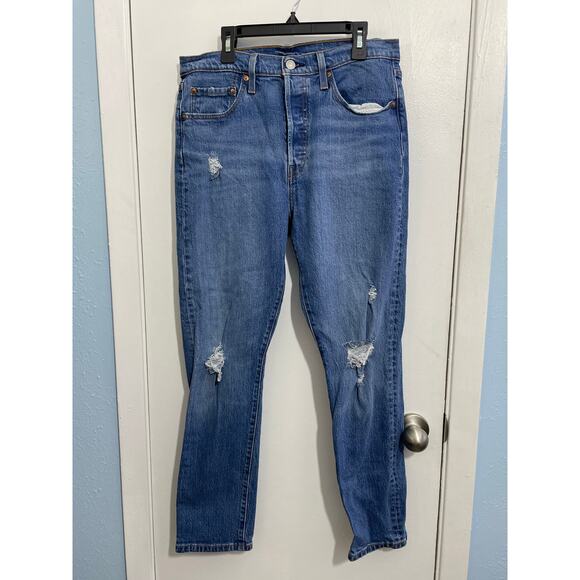 Levi's 501s Jeans Size 29 High Rise Button Fly Distressed Grunge Festival Hippie - Picture 1 of 9